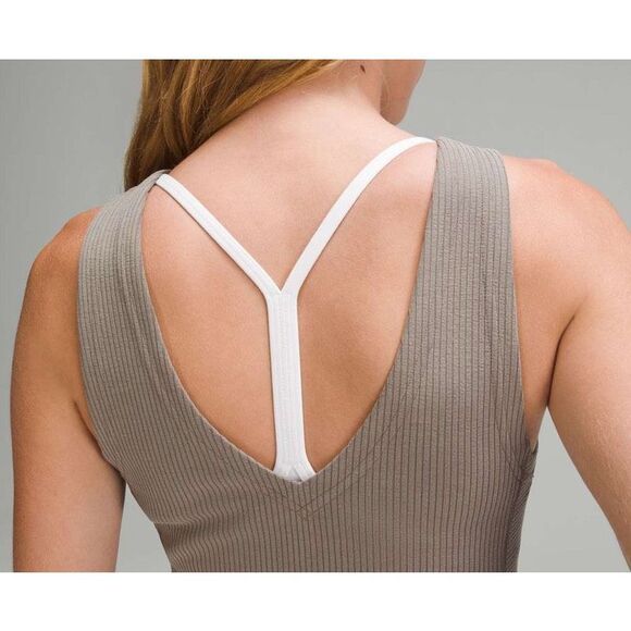 Lululemon Ribbed Softstreme Cropped Tank Top, Nomad, EUC, Size6 - Picture 3 of 6